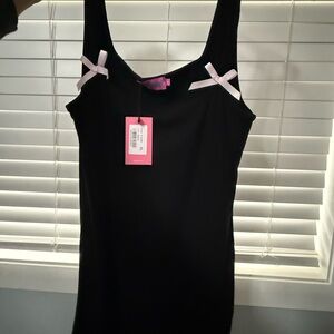 Edikted Black Mini Dress with Pink Accents